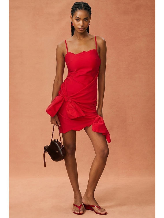 fwrd red dress THE ATTICO for FWRD Embroidered Edge Mini Dress in Red