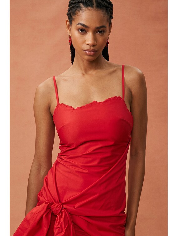 fwrd red dress THE ATTICO for FWRD Embroidered Edge Mini Dress in Red