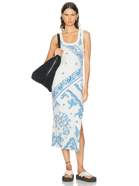blue floral ruffle tea dress Blue Floral Print Layer Tiered Midi Dress | Purple Door