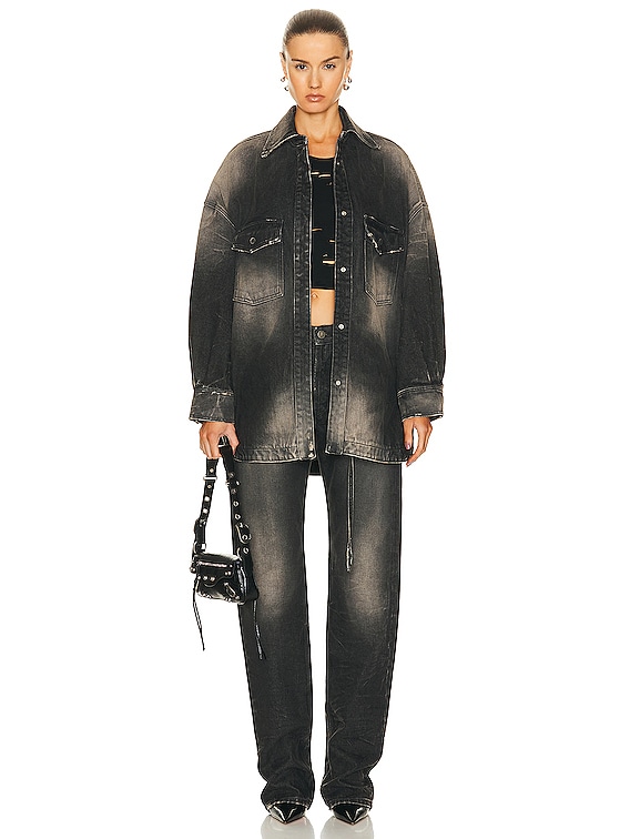 THE ATTICO Denim Straight Leg Jeans in Dark Grey & Sand | FWRD