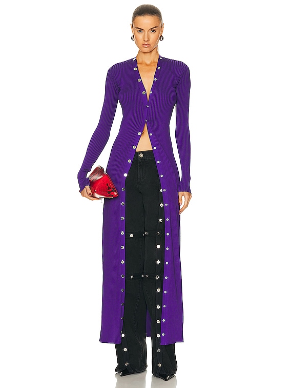 THE ATTICO Long Cardigan in Purple FWRD