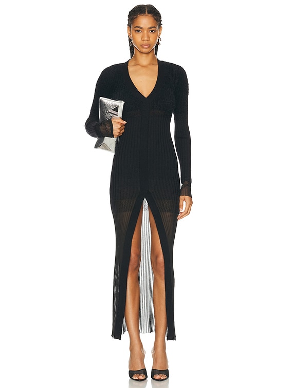THE ATTICO Long Cardigan in Black Degrade | FWRD