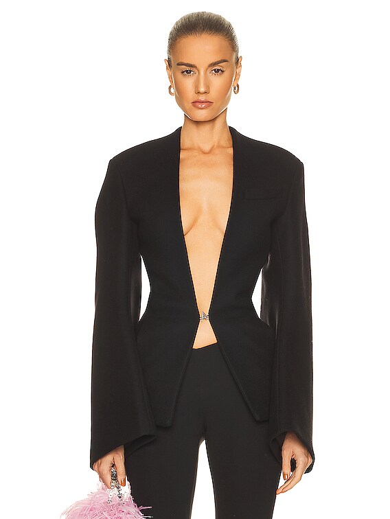ボトムスその他 The Attico Tailored Black Lambskin Blazer With Notched The Attico Tailored Black Lambskin Blazer With Notched