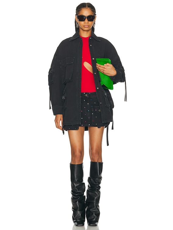 THE ATTICO Fern Short Coat in Black | FWRD