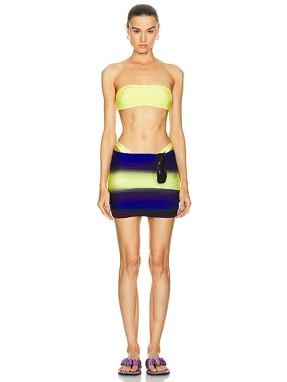 THE ATTICO Shaded Printed Mini Skirt in Blue, Black, & Light