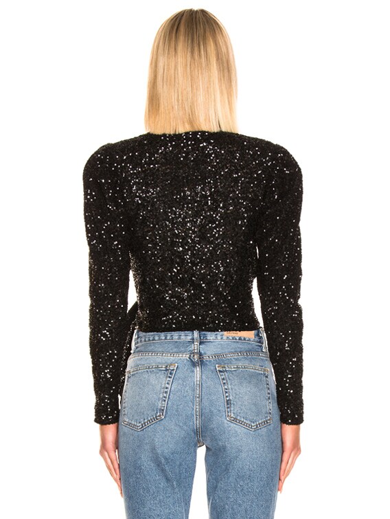 black sequin wrap top
