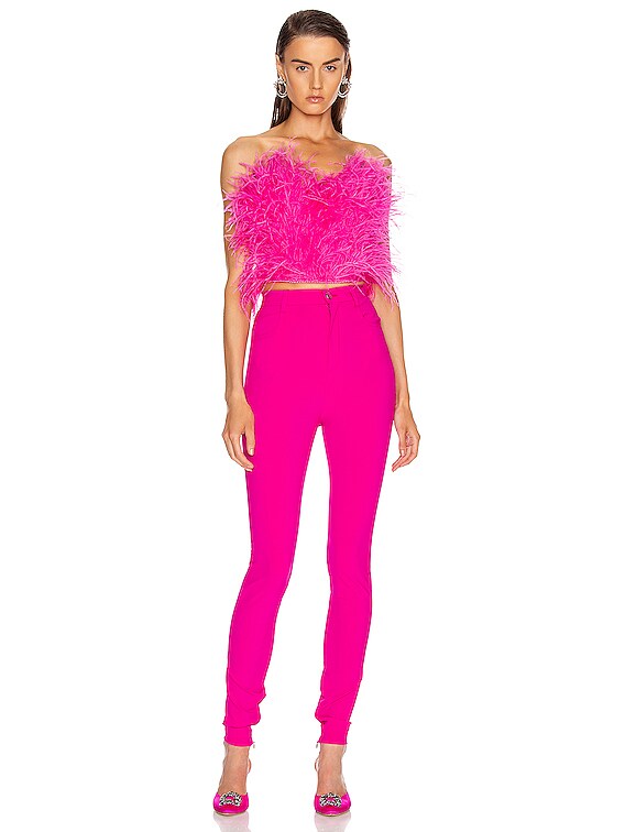 THE ATTICO Ostrich Feather Embroidered Top in Fuchsia | FWRD
