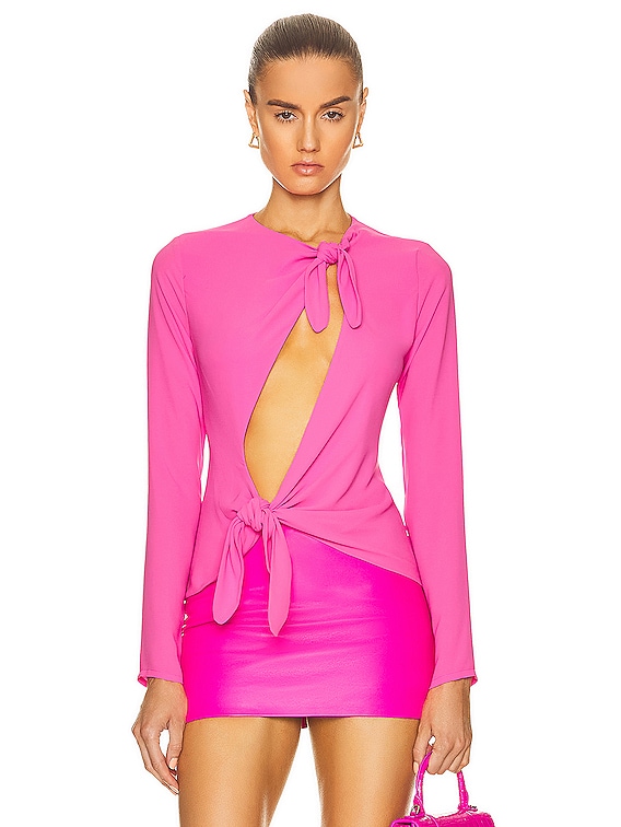 THE ATTICO Zelda Blouse in Neon Fuchsia FWRD