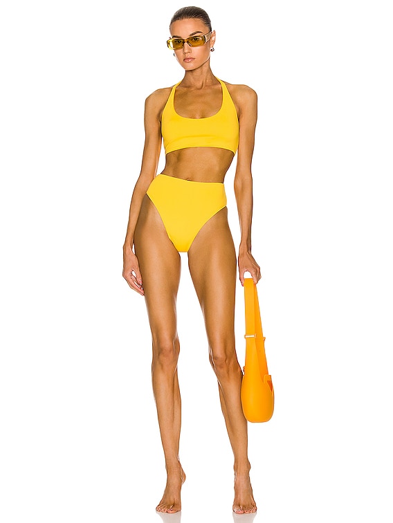 THE ATTICO Halter Bikini Set in Sunny Yellow FWRD