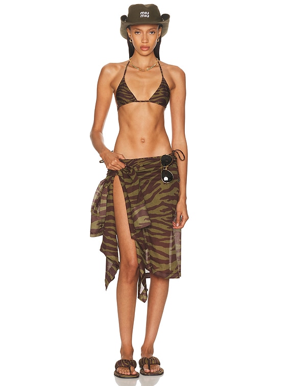 水着・ビーチグッズその他 The Attico Zebra beach cover-up in stretch fabric Zebra printed bikini for Women | THE ATTICO®