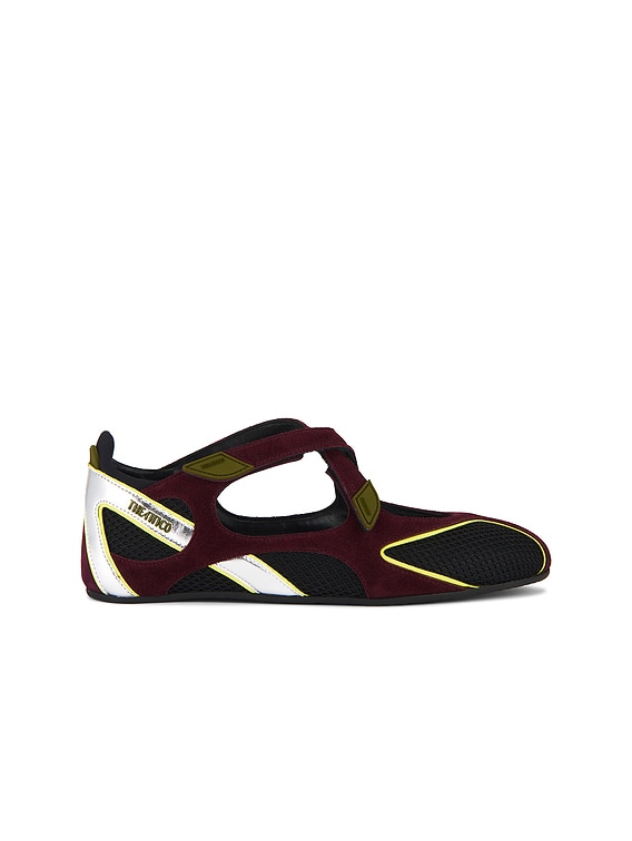 フラットシューズ THE ATTICO Foor 01 mesh suede Ballerinas Flat VIOLET THE ATTICO Floor 01 Flat in Violet & Black | FWRD