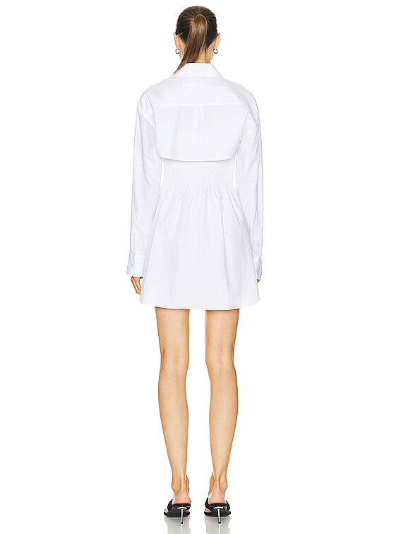Alexander Wang Smocked Mini Dress With Overshirt in White | FWRD
