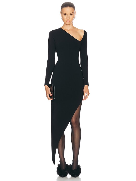 Alexander Wang Long Sleeve Asymmetric Dress in Black | FWRD Alexander Wang Long Sleeve Asymmetric Dress in Black | FWRD