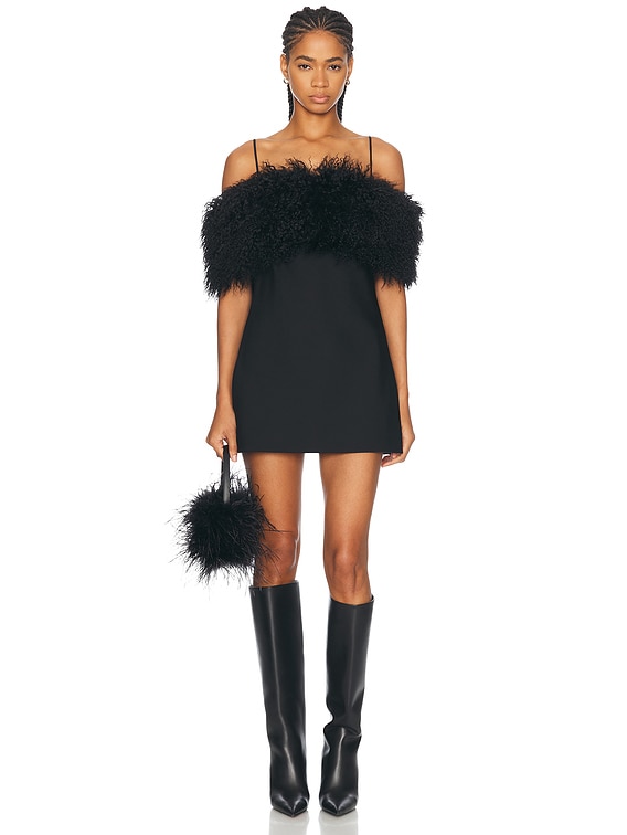 Alexander Wang Mini Dress With Faux Fur Stole in Black | FWRD