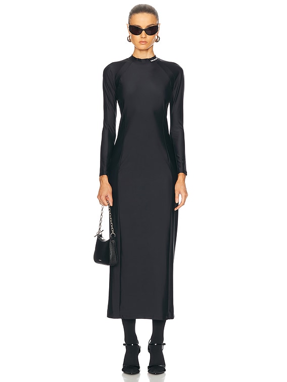 Alexander Wang Rashguard Long Sleeve Midi Dress in Black | FWRD
