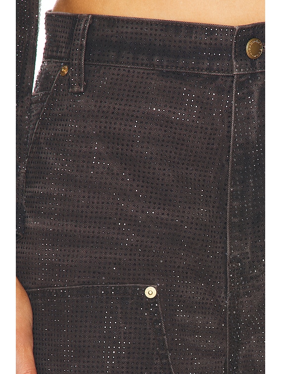 Alexander Wang Hotfix Crystal Carpenter Wide Leg Jeans in Saloon