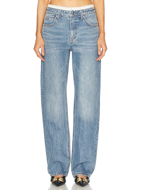 Mid Rise Straight Leg Jeans
