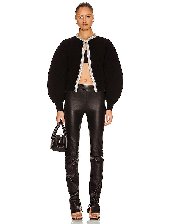 Alexander Wang Crystal Tubular Trim Cropped Cardigan in Black | FWRD