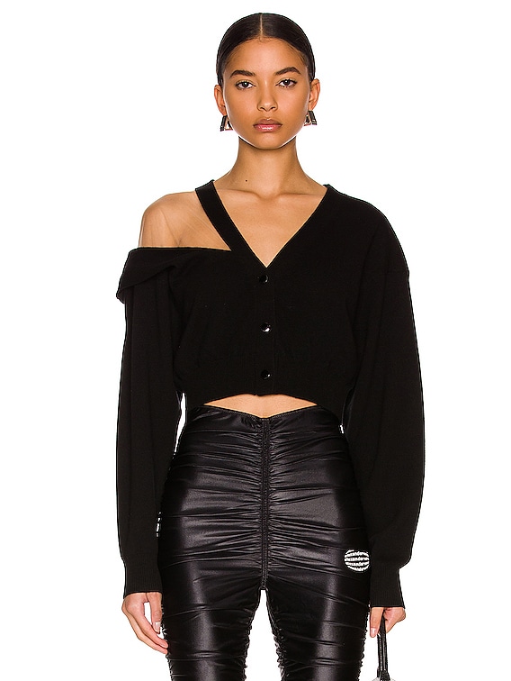 Alexander Wang Draped Sleeve Cardigan in Black | FWRD