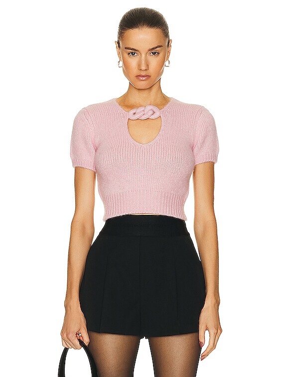 Alexander Wang Towel Gingham Polo Pullover Top in Cradle Pink