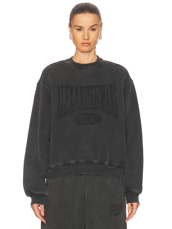 Alexander Wang Graphic Crewneck Sweatshirt in Faded Black | FWRD