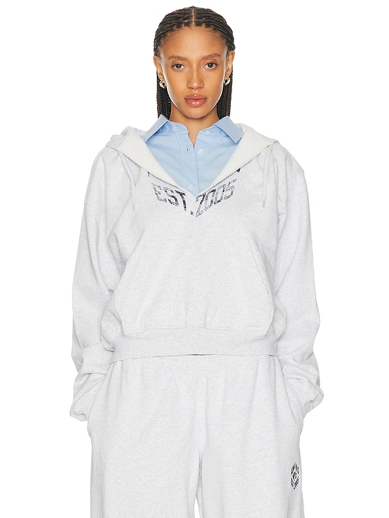 Alexander Wang Prestyled Slashed Hoodie in Light Heather Grey