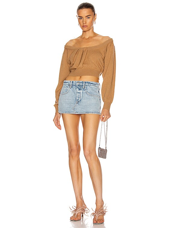 Alexander Wang Cropped Drape Neck Sweater in Neutral | FWRD