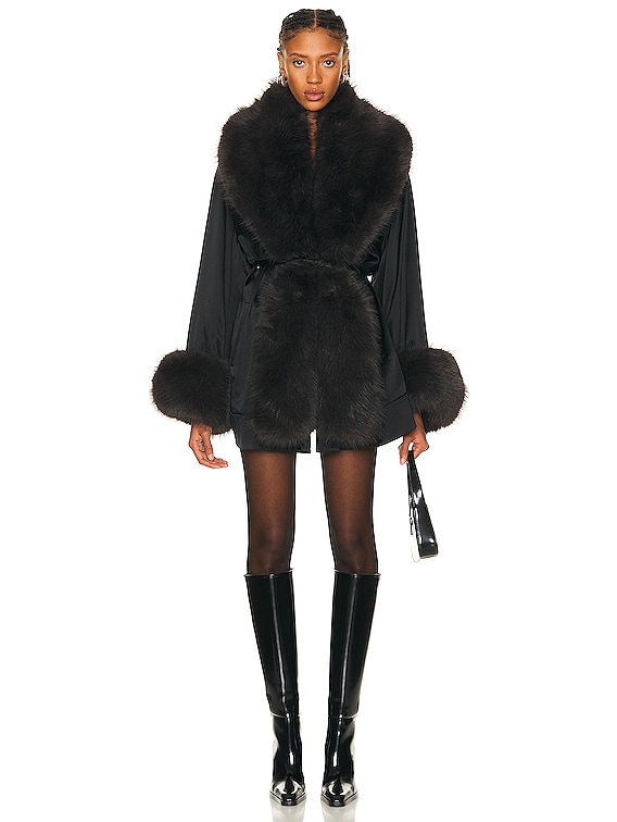 Alexander Wang Faux Fur Robe in Black FWRD