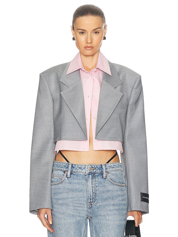 Alexander Wang Cropped Blazer in Light Heather Grey | FWRD
