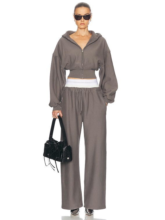 Alexander Wang Cropped Zip Up Jacket in Washed Granite | FWRD