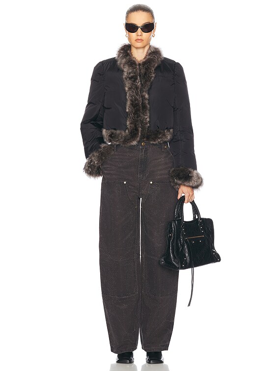 ALEXANDER WANG ブラックファーコート XS/S Alexander Wang Fur Trimmed Puffer Jacket in Black | FWRD
