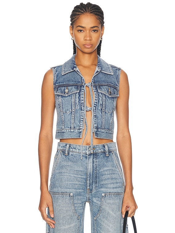 Alexander Wang Tie Front Vest in Vintage Light Indigo | FWRD