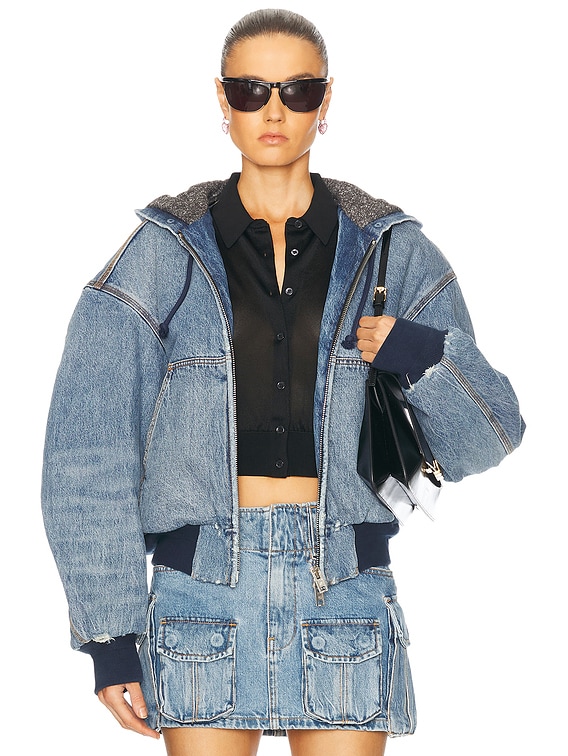 Alexander Wang Workwear Zip Up Jacket in Classic Worn Indigo