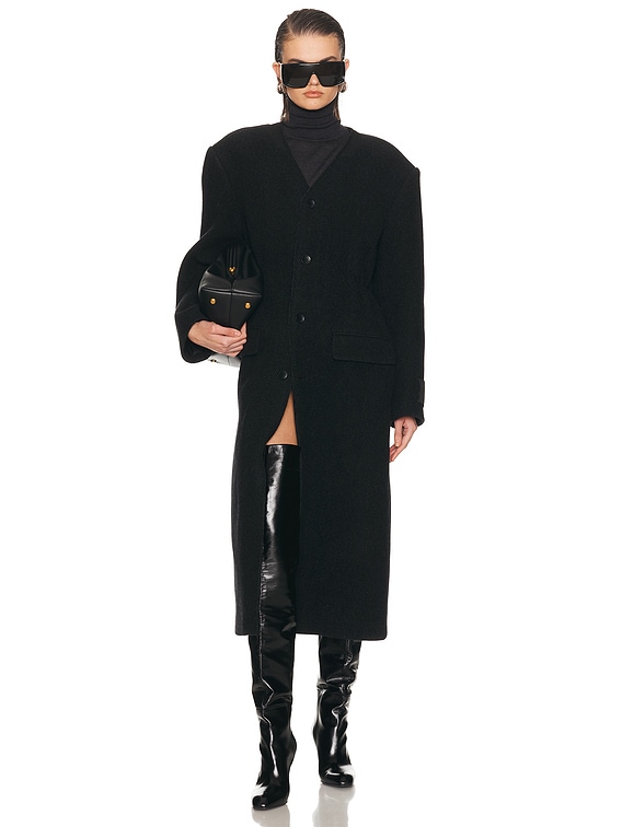 Alexander Wang Collarless Elasticated Waist Coat in Black