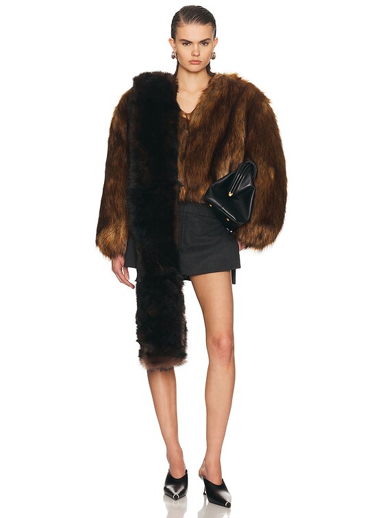 Alexander Wang Faux Fur Cropped Jacket in Chestnut | FWRD