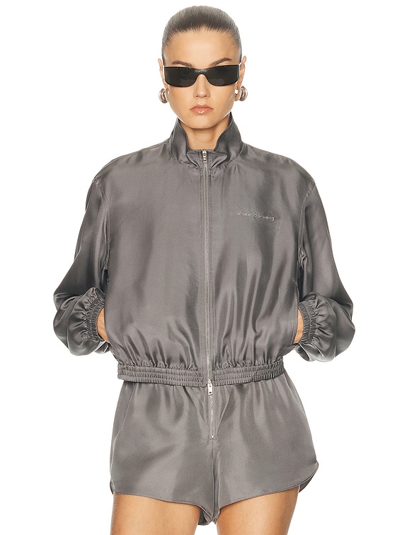 Alexander Wang Cropped Track Jacket in Steel Gray | FWRD