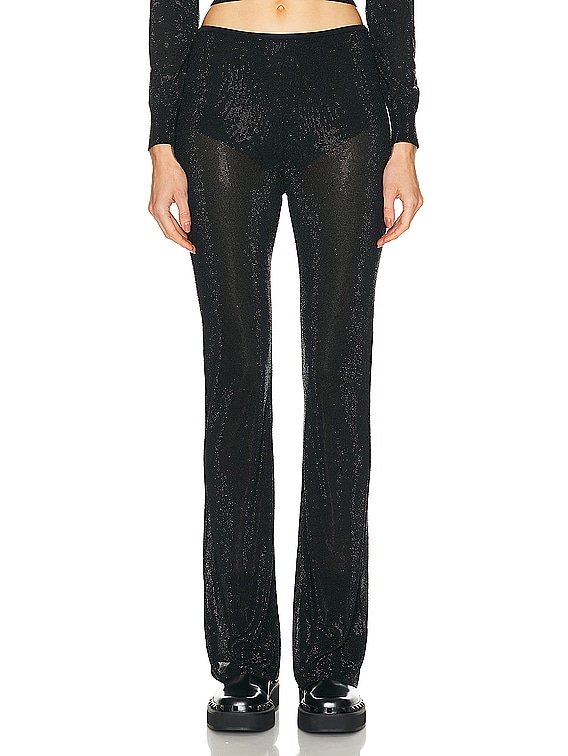Alexander Wang Crystal Embellished Sheer Knit Bootcut Pants In Black