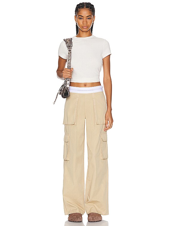 Alexander Wang Mid Rise Cargo Rave Pant in Feather | FWRD