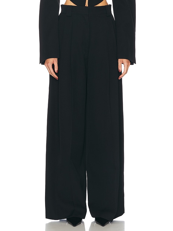 ボトムスその他 ALEXANDER WANG Women Pants 1WC3234079 Black Alexander Wang logo-waistband straight-leg Trousers | Black