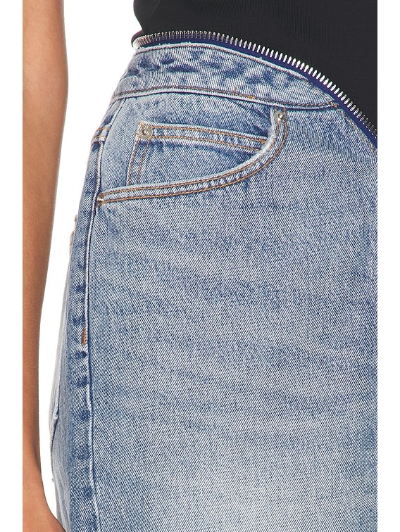 Alexander Wang Dipped V Zip Waistband Skirt in Authentic Light
