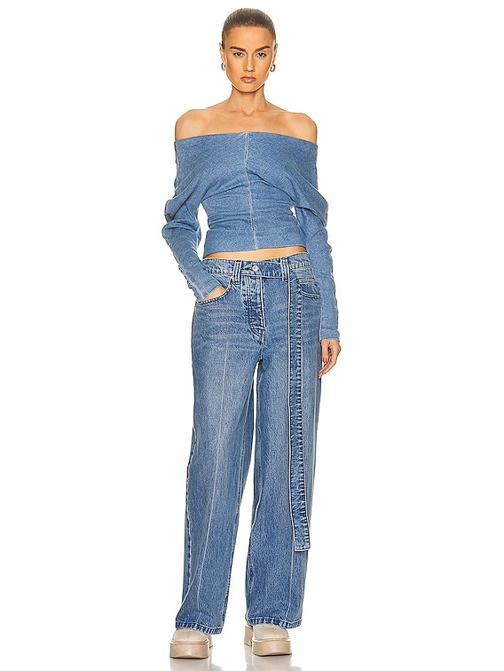Alexander Wang Side Draped Off the Shoulder Top in Medium