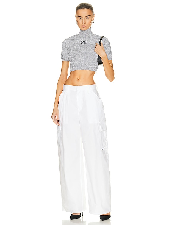 Alexander Wang Cropped Turtleneck Pullover in Alloy | FWRD