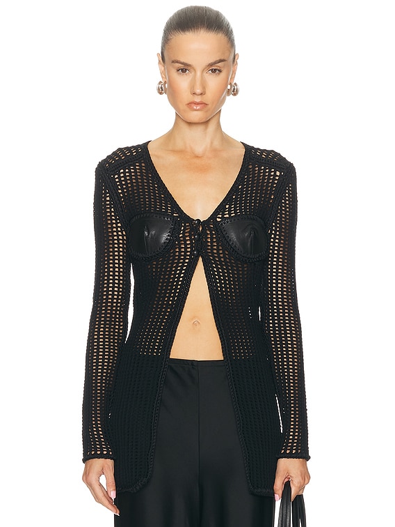 Alexander Wang Cardigan With Leather Bust in Black | FWRD