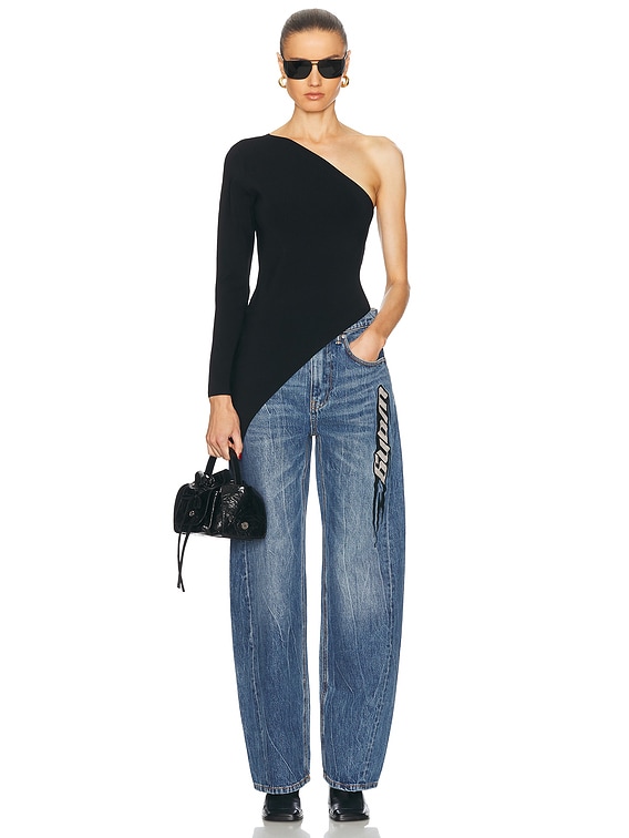 Alexander Wang Asymmetric One Shoulder Top in Black | FWRD