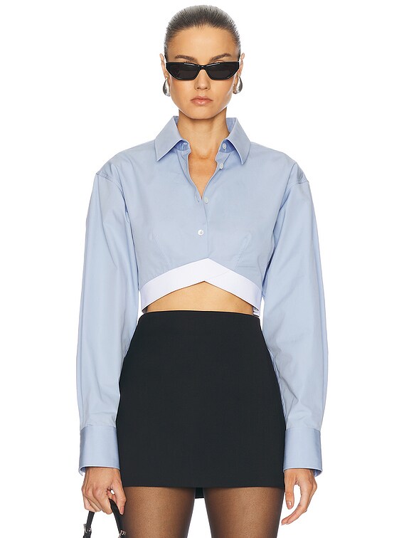 Tシャツ・カットソー Alexander Wang SS25 Cropped shirt (1WC1251976 100) Cropped Short-Sleeve Tee in Ribbed Cotton Jersey in WHITE
