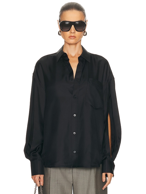 Alexander Wang Slashed Sleeve Button Up Shirt in Black | FWRD