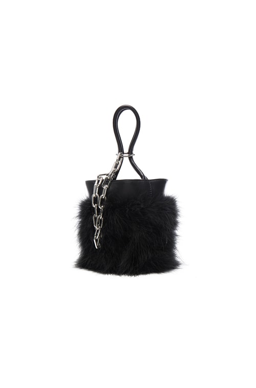 Alexander Wang Roxy Mini Feather Bucket Bag in Black | FWRD