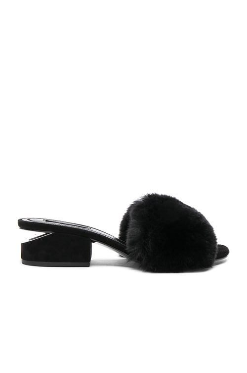 rabbit fur sandals