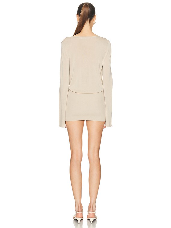 【新品】gasa*grue Flare sleeve dress beige Aya Muse Gema Dress in Sand | FWRD