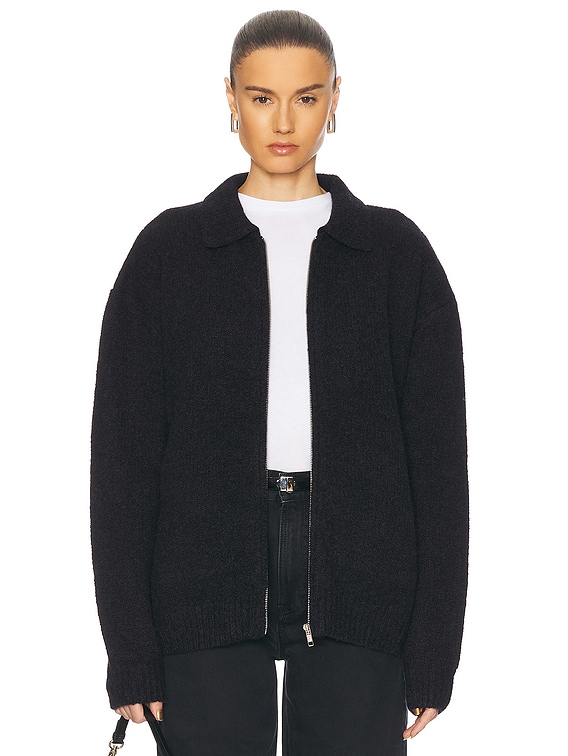 ジャケット・アウター aya Aya Muse Knit Zip Up Jacket With Collar in Dark Charcoal | FWRD